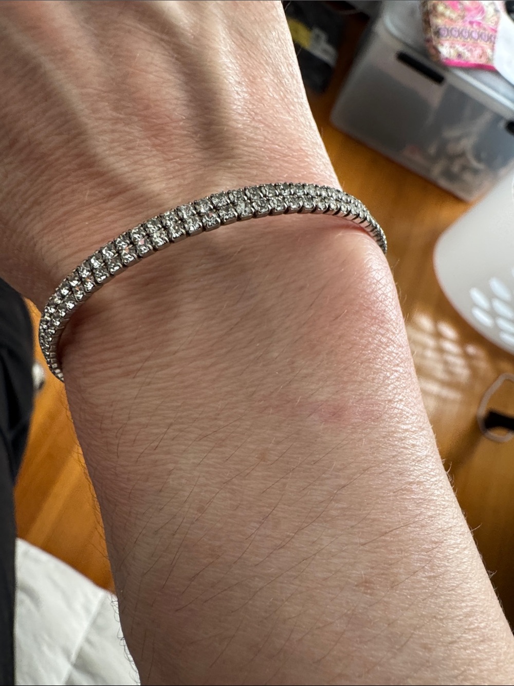 Classic Silver Crystal Double Wrap Bracelet